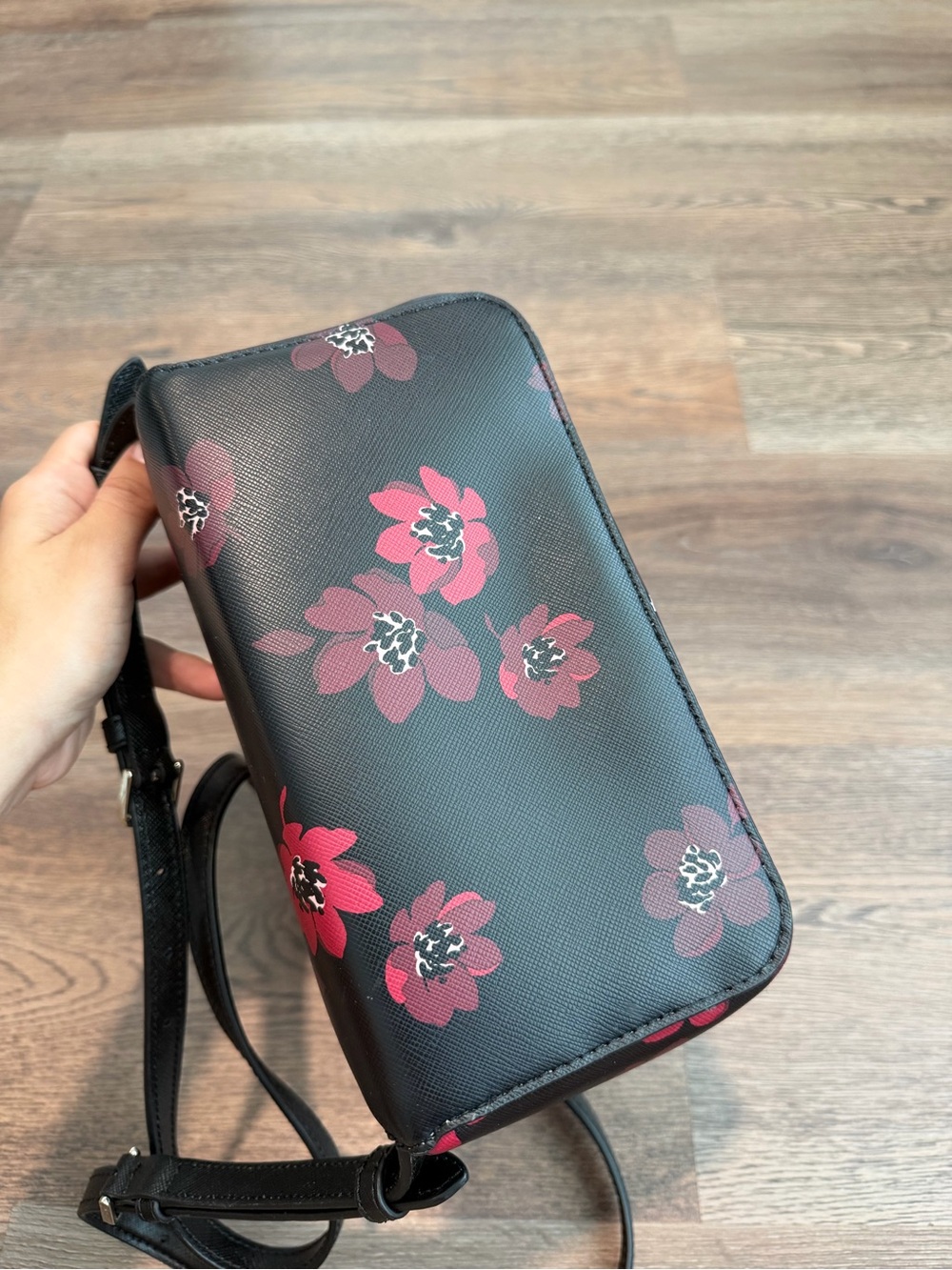 Kate Spade New York Perry Small Backpack Black Dancing Blooms Floral Print - Picture 7 of 11